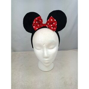 Disney Parks Minnie Mouse Ears Headband‎ Classic Red Polka Dot Bow Plush Ears